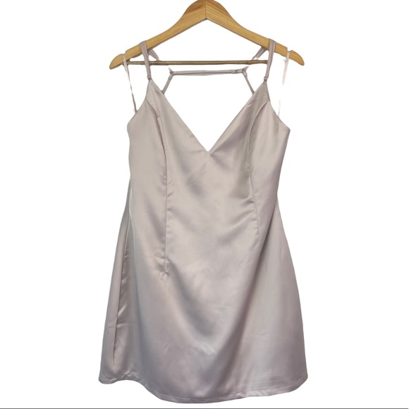 Superdown Nicole Satin Mini Dress in Nude - Picture 2 of 16